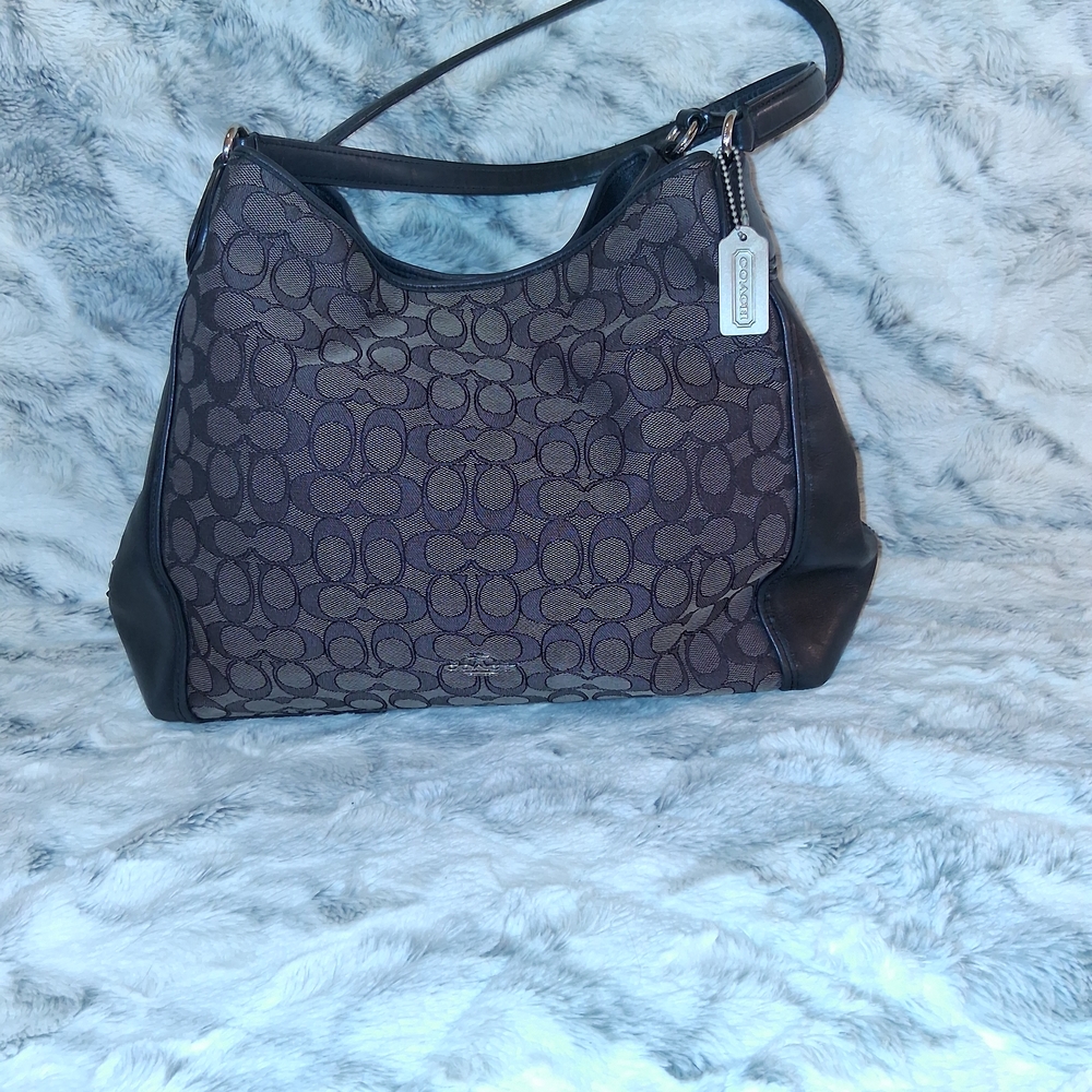 Coach Black and Gray Monogram Shoulder Bag